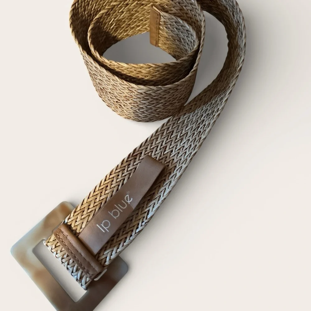 Elegant Woven Brown Belt with Unique Buckle